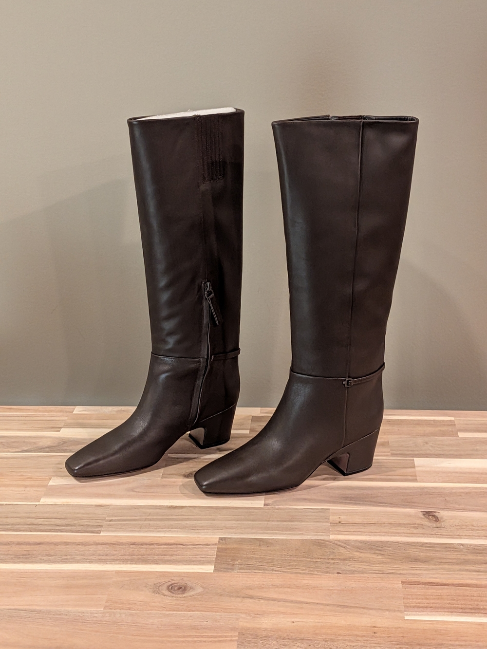 Franco Sarto Sorelina Leather Knee High Boots Brown Women 8.5 M Square Toe NWOT